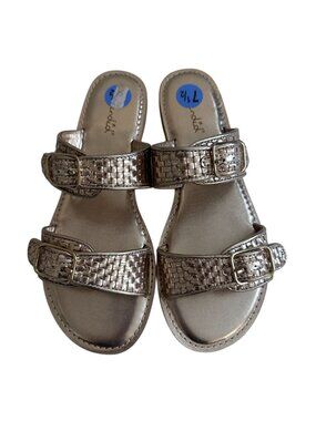 SPLENDID Gold Metallic Buckle Sandals Size 7.5 NEW without tags